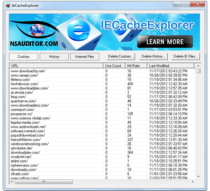 Click to view IeCacheExplorer 1.4 screenshot